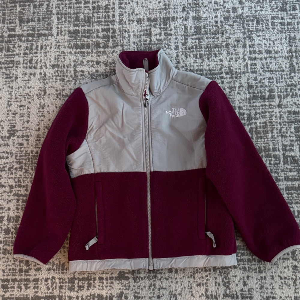 The North Face Maroon and Light Gray Fleece Jacket